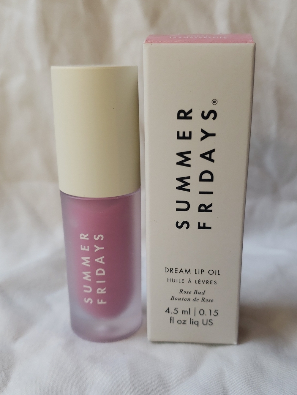 Summer Fridays  Dream Lip Oil in Rose Bud sheer cool pink